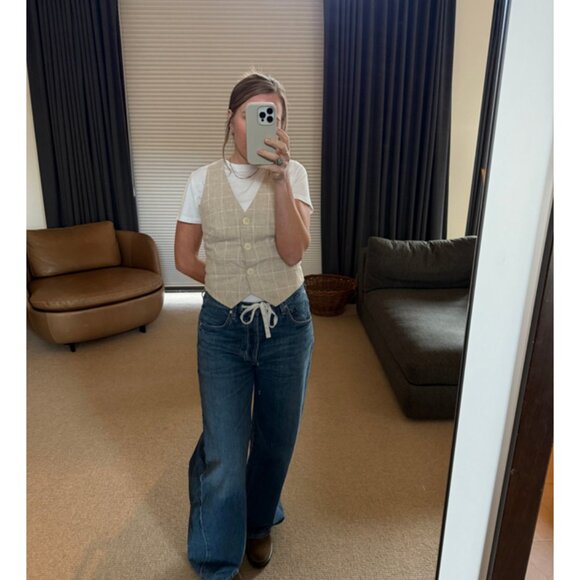 MADEWELL Linen Cutaway Vest in Neutral Size US 8 - Picture 7 of 8